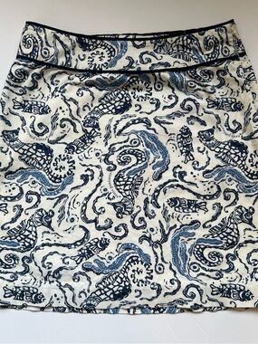 Vineyard Vines Mini White Navy seahorse fish print Pink Logo Cotton Top coastal